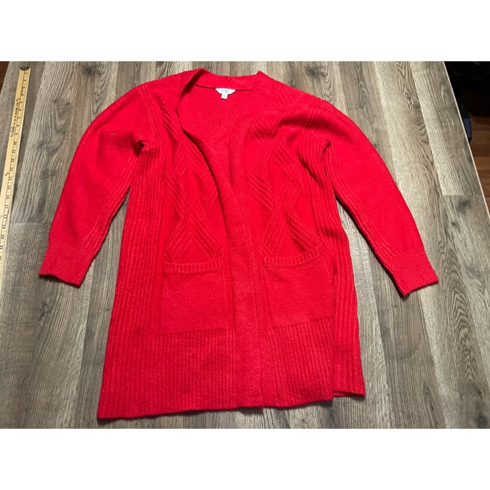 Terra&Sky Sweater, Women's Size 0X, Red, Open Cardigan, Pockets